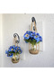 Wall Decoration, Led Lighted, Blue Violet Flowers, White Sconce Set of Two - 2