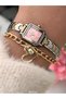 Minimal Case, Pink Dial, Yellow Steel Band, Women's Wristwatch, Bracelet Gift - 4