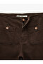 Cotton High Waist Jean Pants with Buttoned Pockets - Culotte Jeans - 6