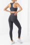 Women's Anthracite High Waist Gathering Flexible No-Show Slim Fit Sports Leggings - 5