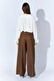 Women's Brown Thick Waist Belt Palazzo Pants - 6