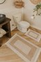 Patterned Cappuccino Colored Digital Printing Non-Slip Leather Base 2-Piece Bathroom Mat Set (50X60 - 60X100) - 2