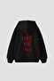 I Love You Baby Printed Oversized Unisex Black Hoodie