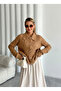 Camel Diamond Buttoned Stone Cardigan - 241051 - 4