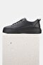 Men's Black Genuine Natural Leather Eva Sole Sneaker Lace-Up Shoes