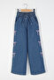 Girl's Comfortable Fit Jean Denim Pants with Embroidered Bow Detail - 3