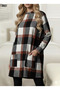 New Season Women's Plaid Woven Tunic Semi-Turtleneck Long Sleeve Pocket Detailed Stylish Model - 2