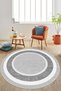 Machine Washable Non-Slip Base Stain-Resistant Digital Round Gray Carpet