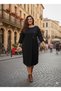 Black Midi Plus Size Square Chest Pocket Detailed Premium Stylish Fabric Dress - 4