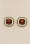 Women's Burgundy Vintage Square Earrings