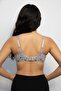 Gray Floral Patterned Cotton Wire-Free Non-Padded Bra - Soft Sponge Comfort Model - 4