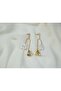 Bkp057 Double Form Pearl Dangle Earrings - 2