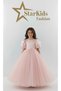 Girl's Powder Pink Princess Dress, Cobalt Blue Elbis with Bow(S)