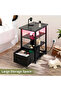 RGB Nightstand w/ Charging, 3-Tier Storage & Adjustable Drawer, Outlets for Bedroom/Living Room - 7