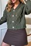 Khaki Color Knitted Shirt with Stone Button Detail Key36629 - 4