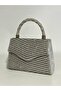 Women's Stone Silver Evening Dress Clutch Chain Strap Handheld Wedding Engagement Evening Bag - 2