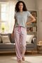 100% Viscose Stretchy Women's Pajama Bottoms - Soft Textured, Patterned, Comfortable Home Pants