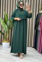 Güli̇zar Elbi̇se Ayrobin Fabric Women's Emerald Cape Detailed Hijab Dress
