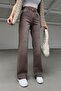 Yikamali Brown Cut-Out Straight Jean Pants Utc003