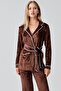Long Sleeve Kimono Velvet Stretchy Viscose Pajama Set 18216 - 4