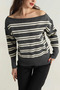 Women's Striped Boat Neck Knitwear Sweater - 3