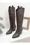 26K2937 Embroidered Detail 6cm Heel Western Boots for Women