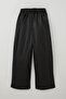 Girl's Leather Pants with Stitching Detail, Elastic Waist, Pockets, Ages 8-14, Black - 2