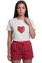 ''Love Letter Heart'' Heart Printed Romantic 100% Cotton Relaxed Fit Premium Women's T-Shirt - 6