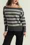 Women's Striped Boat Neck Knitwear Sweater - 2