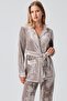Long Sleeve Kimono Velvet Stretchy Viscose Pajama Set 18216 - 3