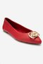 Women's Pointed Toe Buckle Ballerina Shoes Real Leather Zy 4052 Red - 3