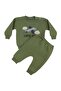 Baby Boy Green Airplane Embroidered Three-String Double Set