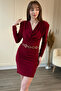 Degaje Yaka Shoulder Pad Mini Burgundy Dress with Detachable Belt - 2