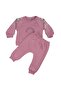 Baby Girl Pink Hello Flowers Written Sleeves Flower Printed Three String Double Set - 4