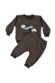 Baby Boy Brown Airplane Embroidered Three-String Double Set