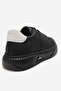 Men's Thick Sole Lace-Up Sports Shoes Real Leather Cr 2819 Black - 4