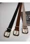 Suede 3cm Gold Plated Buckle Women's Trouser Belt, Dress Belt, Coat Belt - 3