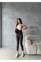 Women's Brown Fleece Inside High Waist t Shaping / Sculpting Flexible Shiny Stone Detailed Ş Fleece-Lined Winter Leggings - 7