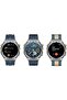 Round Smart Watch with 3 Pair Strap with Wireless Charger (RW 69 Blue and Gold)