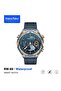 Round Smart Watch with 3 Pair Strap with Wireless Charger (RW 69 Blue and Gold) - 4