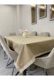 Linen Guipure Detailed Tablecloth 140X220 cm (Stain-Resistant, Liquid-Proof) - 3