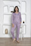 Women's Long Sleeve Floral Pattern Cotton Pajamas Set - 3