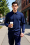 Men's Shirt Collar Zippered Long Sleeve Oversized Mold Sweatshirt Functional Durable Comfortable
