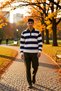 Men's Polo Neck Standard Sleeve Striped Sweatshirt Functional Durable Quality Comfortable Stylish - 4