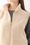 Women's Cream Stand Collar Zippered Fleece Vest - 5
