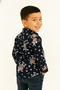 Starlight Zebra: Boys’ Navy Print Button-Down Shirt - 2