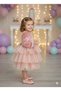 Pink Long Sleeve Velvet Girl's Baby Dress with Floor Skirt - Gloria - 3