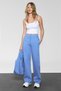 Clayt women's fleece-lined relaxed fit blue sweatpants with soft fabric and double pockets, featuring print details. - 2