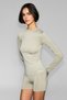 Corex Women's Round Neck Print Detailed Slim Fit Long Sleeve Sports Stone Color T-Shirt - 4