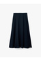 Regular Fit Midi Length Satin Flared Skirt - 3